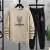 Herrspåriga koreanska lyxmode livsarbeten Men's Sportswear Set 2023 Ny långärmad avslappnad jogging sportkläder Sweatshirt+långa byxor för män Q231117