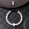 Strand Men Natural Stone Bracelet Cross Beads Braided Classic Malachite Onyx Bracelets For Women Healing Rosary Jewelry