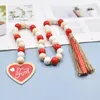 Garden Decorations Fringe Home Pendant Wooden Wall Hanging Bead Garland Beads Tassel Valentines Day