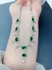 Catene Boutique Gioielli Argento sterling 925 intarsiato con gemme naturali Diopside da donna Linea Haohua Collana Regalo Ragazza Festa Compleanno Ne