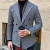 Herrdräkter blazrar dubbelbröst blen dplaid retro blazer hombre casual coat smal långärmad gentleman kostym blazers chaquetas hombre de vestir 231115