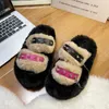 Slippers Studded Plush Thick Bottom Outside Wear Home Warm Double Chain Fashion Everything Comfortable Non-slip Woolen Cotton Drag Woman 231116