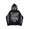 Herren Hoodies Sweatshirts Strass Skeleton Top Coat für Damen Reißverschluss Langarm Loose Harajuku Style Hoodie Over Size Casual Sport Pullov