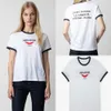 24ss Zadig Voltaire Hot Fashion Tide Tops Women T-shirt zv New Niche Designer Cotton Tee Front Red Small Wing Letter Print Simple Casual Versatile Short Sleeved T shirt