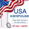 Warehouse USA 25PC/SUBLIMATION SUBLIMATIRACJA 20 uncji stalowa stalowa podwójna ściana izolowana prosta pusta biała kubek wodna z pokrywką i słomą do przenoszenia ciepła