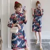 Abbigliamento etnico 2023 Anno cinese moderno Abito per ragazze Cheongsam A-Line Donna Manica 3/4 Qipao Abiti tradizionali 31687