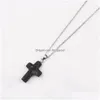 Pendant Necklaces Hexagonal Prism Black Lava Stone Necklace Aromatherapy Essential Oil Per Diffuser Pendant Jewelry Drop Del Dhgarden Dhbo8