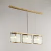 Lampade a sospensione Lampadario combinato a tre teste tutto in rame Lampadario semplice per soggiorno, bancone bar, lampada postmoderna di lusso