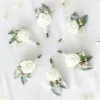 Silk Brooch Pin Wrist Corsage Flower Wedding Women Men Boutonniere Bracelet Bangle Groom Bride Party Decoration