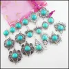 Charms Fashion retro antieke zilveren kleur traanbloembloem oog hart 10 mm ronde turquoise stenen hanger connectoren