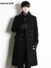 Mäns trenchrockar Mauroicardi Autumn Winter Long Warm Black Grey Woolen Coat Men Double Breasted Luxury Elegant Korean Style Wool Blends Overcoat 231115