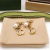 Brincô de designer para mulher de moda de moda Carta de ouvido Double G Diamond Pearl Gold Brincho