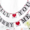 Decorazione per feste San Valentino Banner di fidanzamento Proposta di matrimonio Festival Bandiere di compleanno Cuore Vuoi sposarmi Matrimonio appeso