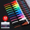 Highlighters 12 Pcs Liquid Chalk Markers Pens Erasable Colors Highlighters LED Writing Board Glass Neon Pen Chalkboard Blackboard Windows 231116