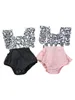 Robes fille bébés fille barboteuse hauts imprimé léopard manches maison Sports dormir enfants taille haute vêtements été