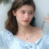 Chains 2023 Jewelry Fashion Beautiful Blue Butterfly Heart Pendant Necklace Female Gift Wholesale