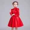 Robes de printemps pour filles, robe de princesse Cheongsam, Costumes d'anniversaire à fleurs, Tutu brodé ou avec enveloppe, ensemble de 2 pièces