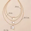 Pendant Necklaces Vintage Geometric Chain Round Sequins Shaped Artificial Pearl Necklace For Women Fashion Multilevel Gold Color Jewelry