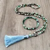 Ketting oorbellen set mode natuurlijke agataten onyx stenen armband voor vrouwen 108 mala kralen geknoopte tassel yoga mannen gebed sieraden