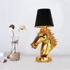 Lampes de table américain or cheval tête de luxe pour salon Vintage décor à la maison étude chambre lampe bureau Led résine lumières