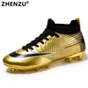 Mannen kleden Zhenzu Professional Boots Kids Boys Football TF Ag Golden Soccer Shoes Cleats Sport Sneakers Maat