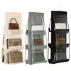 Storage Bags Purse Organizer Foldable 6 Pockets Non Woven Handbag Transparent Pocket Bag For Family Closet Bedroom