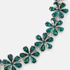 Chaînes Mode Vert Strass Fleur Collier Collier De Mariage Pour Les Femmes Déclaration De Mariée Brillant Cristal Collier Clavicule Bijoux