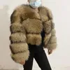 BEIZIRU – manteau en fausse fourrure de raton laveur pour femme, veste d'hiver à manches longues, de luxe naturel, haut épais, 231116