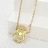 Pendentif Colliers Belle évider Design Noël Père Noël Chaîne de cou pour femme One Piece Collier en acier inoxydable Accessoires Bijoux