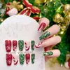 Накладные ногти 24 шт./компл. красные французские накладные длинные плоские рождественские накладные ногти искусственные акриловые готовые художественные съемные принадлежности
