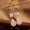 Pendientes colgantes Vintage étnico mariposa rosa gota larga piedras naturales para mujer joyería 2023