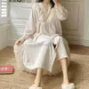 Femmes sommeil salon doux épaissir flanelle chaud longues Robes pour les femmes Vintage princesse broderie lâche Kimono vêtements de nuit automne hiver maison vêtements zln231116