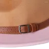 Basker 2023 Tan och Pink Wid Brim Jazz Fedora Hats 2 Two Tone Belt Autumn Winter Vintage Panama Wedding Hat