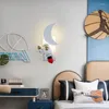 Lampes murales rose fille dessin animé créatif lune astronaute lampe Simple chaud princesse chambre bébé enfants décor lumières