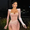 Basic Casual Dresses Sexy V Neck Long Sleeve High Split Maxi Dress Night Club Prom Wedding Party Women Evening Elegant Red Velvet 231116