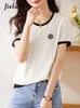 Women's Blouses Summer Fashion Short Sleeve Woman Simple Classic O-Neck Female Top Black And White Ladies Elegant Women's T-Shirt