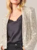 Vestes pour femmes Printemps Blazers Femmes Paillettes Blazer Sequin Shimmer Veste Top Casual Manches Longues Glitter Party Brillant Revers Manteau Survêtement