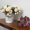 Decorative Flowers 30cm 5 Head Snowflake Tea Rose Artificial Flower Bouquet Ornament Arrangement Decoration Flores Artificiales