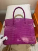 Handtasche Crocodile Leder 7A Quality Echte Handswen 25 cm Totes Marke Farbwachs Line Stitching Fast2p14