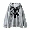 Sweats à capuche pour femmes K- Dark Gothic Skeleton Girl Boy Winter Épaissir Veste Top Coat Femmes Zipper Hiphop Harajuku Y2k Kawaii Butterfly Zip