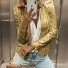 Women's Jackets 2023 Autumn Fashion Standing Collar Colored Sequin Coats Casual Versatile Short Coat Sliver