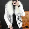 Jaquetas masculinas HOO 2024 Cool Fur Collar Casaco de Couro Juventude Fleece Espessado Faux PU 231115