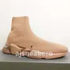 Designer balansiagas skor stickad plattform sneakers graffiti svart vit rosa balansiagor loafers spetsar upp kvinnor män stövlar jogging sport 36-45