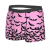 Underpants Pink Bat Halloween Goth Men's Long Underwear Boxer Briefs Shorts Panties Printed Soft For Male Plus Size