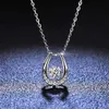 18Inch Link Chain Sterling Silver Claw Setting Round 5.0MM Moissanite Pendant Dancing Diamond Snowflake Necklace