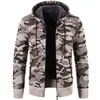 Herren Pullover Herbst Kapuzen Herren Pullover mit dicker und samtiger Strickjacke Strickmantel Camouflage Hoodies Jacke M-4XL MY921