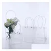 Confezione regalo Borsa regalo bouquet di fiori trasparenti Borsa trapezoidale in plastica Borsa da imballaggio in PVC Borse per feste di compleanno Borse grandi Wra Dh3Re