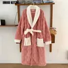 Women's Sleep Lounge Fashion Korean Female Nightdress Bathrobe Nightgown Lounge Homewear Autumn Winter Flanell Warm Robe Thicken Nightwear Sleepwear Zln231116