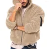 Herrjackor mode vinter tjocka varma fleece huva rockar hoodies jacka fluffy zip outwear toppar kläder för man