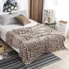 Blanket Super Soft Coral Fleece Flannel Leopard Stripe Printed Sofa Bed Bedspread Plaid 231115